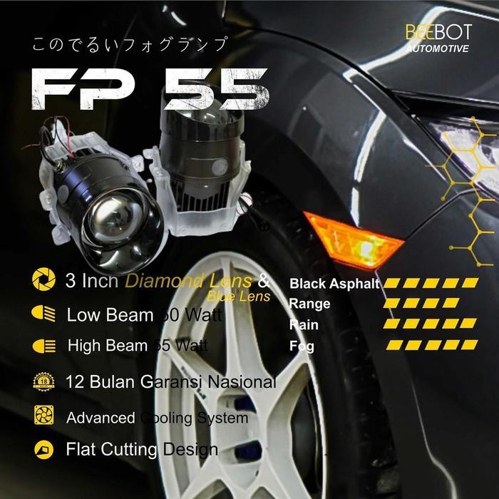 Foglamp Set Biled Projector Laser Beebot Fp55 3000K 55Watt Ready Stock Pasti Ori