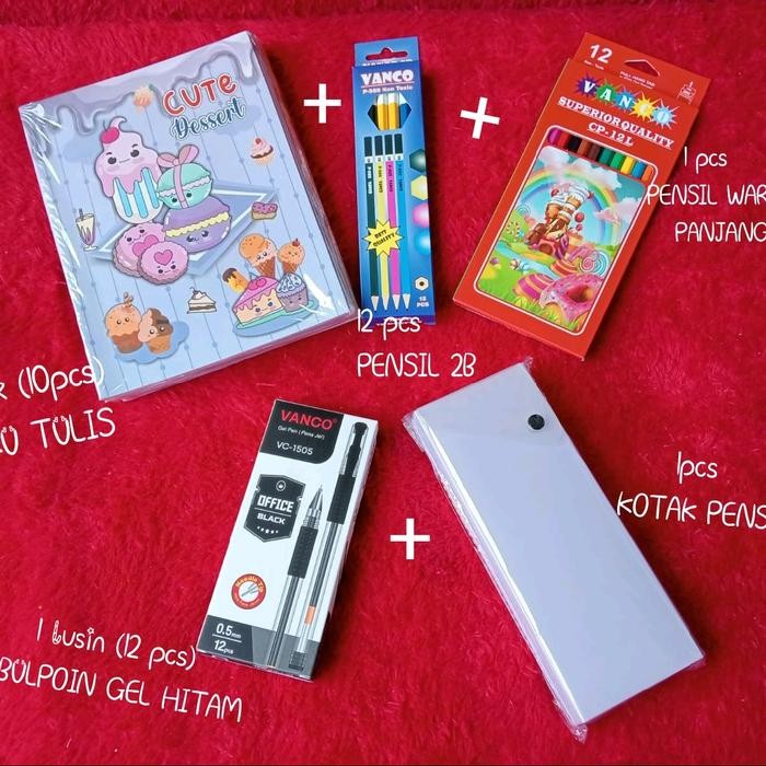 

TERMURAH PROMO BELI 1 DAPAT 5 PAKET ALAT TULIS/BACK TO OOL,, Perlengkapan anak sekolah SD,SMP READY