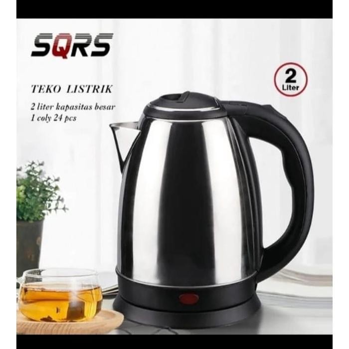teko listrik 2 liter teko elektrik alat masak air panas stainless masih ready