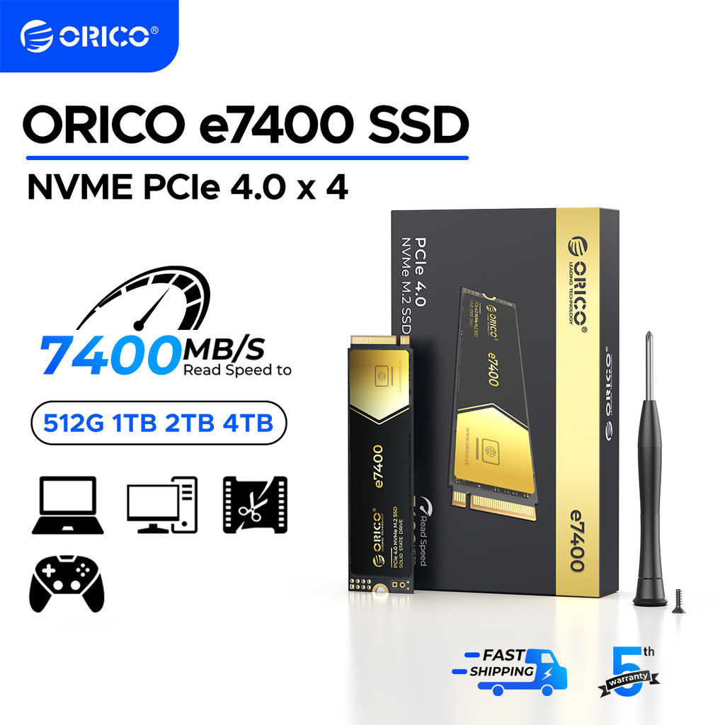 ORICO Gaming PCIe4.0 M.2 NVMe SSD PS5 7400MB/S Internal Solid State Drive Gen4 for High End Computin