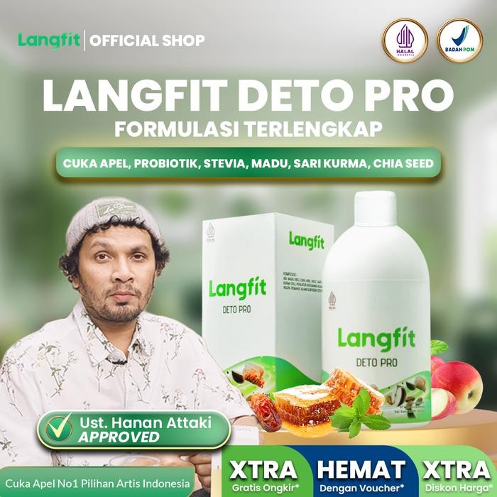 

Langfit Detopro Cuka Apel Probiotik 250 ML - Herbal Premium Dengan bahan alami Kurma Madu Chia Seed
