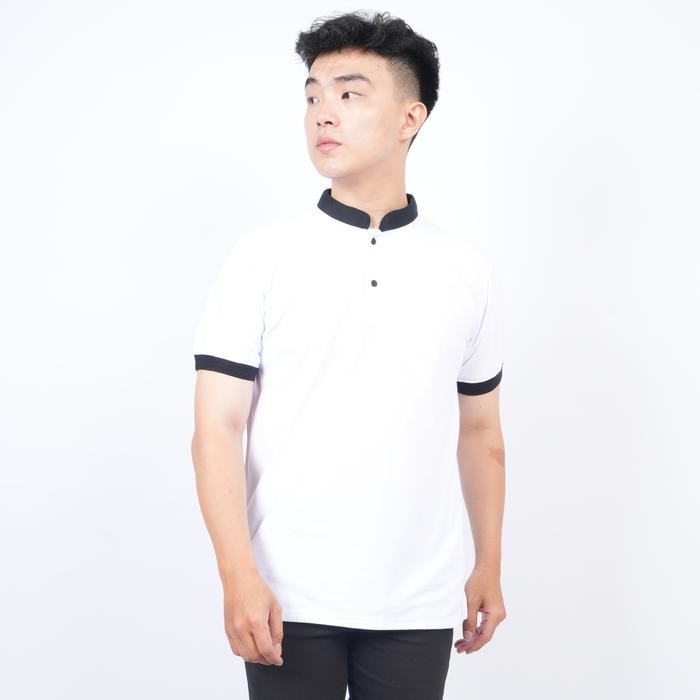 Kaos Polo Pria Kerah Shanghai Polos Putih White Polo Shirt Pria Cowok