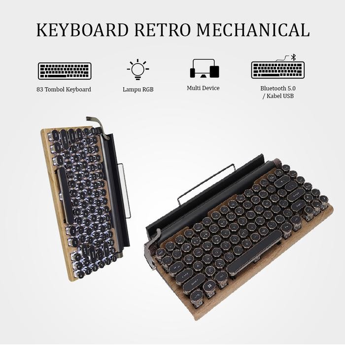 RETRO BLUETOOTH MECHANICAL KEYBOARD VINTAGE TYPEWRITER IPAD LAPTOP