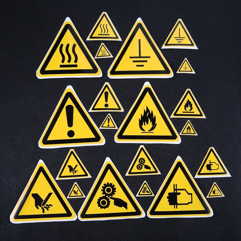 

High Quality 5Pcs Warning Signs Stickers Logo Security Safety Labels Water Oil-Proof Warning Tags