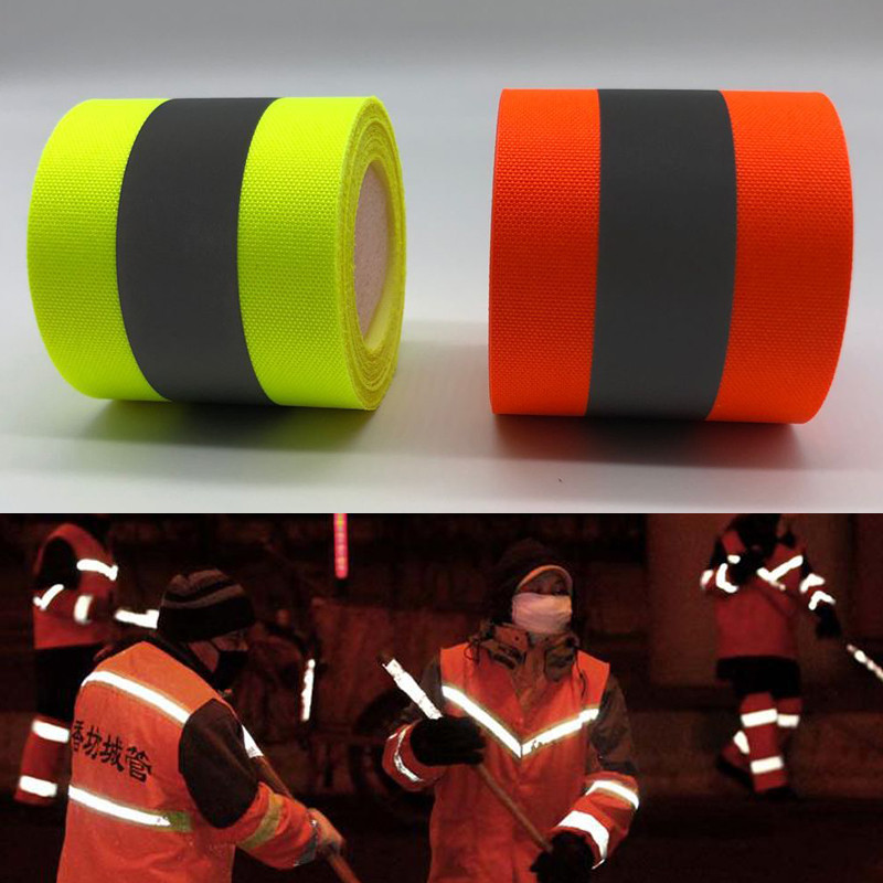 

Fluorescent Orange/Fluorescent Yellow Warning Tape For Safety Clothes Sewing On