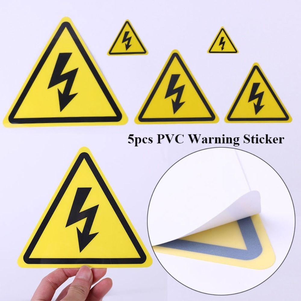 

5pcs Yellow Warning Sticker 3.6/5/8/10/15cm Accessories Electrical Shock Hazard Danger Notice Danger