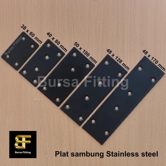 Plat sambung stainless steel hitam / plat lurus stainless / plat kotak / plat connector *