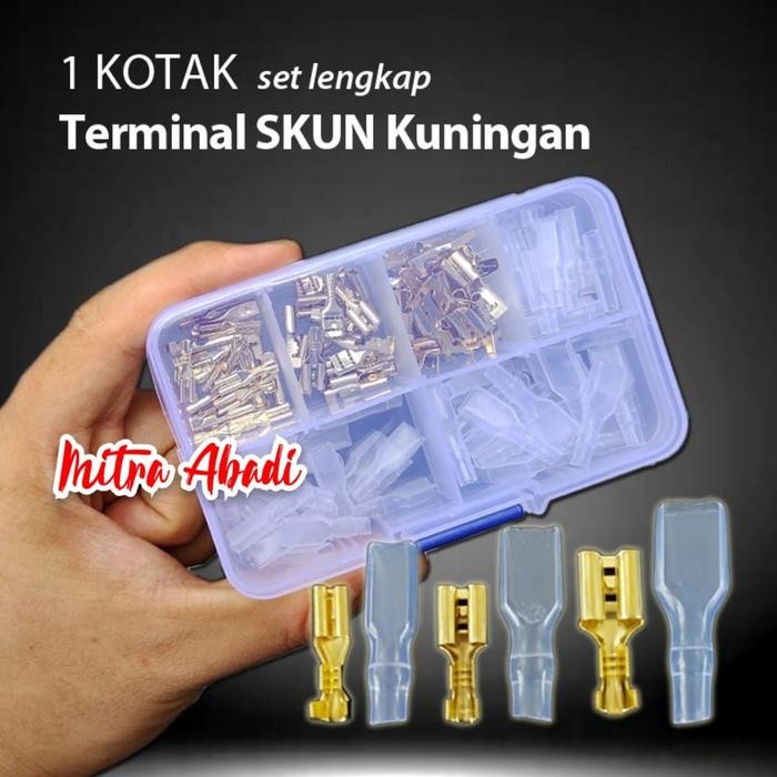 Terminal SKUN Kuningan Kotak Set Lengkap 2.8mm / 4.8mm / 6.3mm / Cold Pressed Spring Plug Terminal