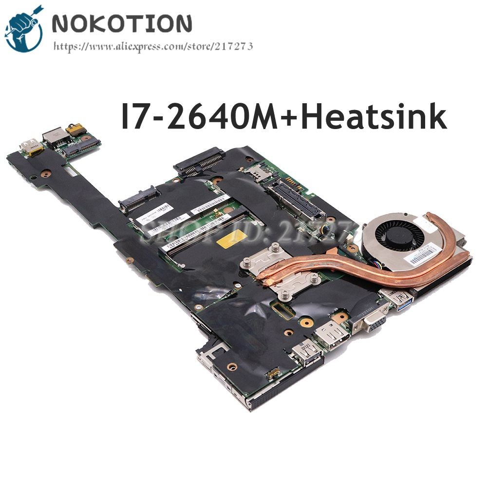 NOKOTION For Lenovo ThinkPad X220 X220I Laptop Motherboard I7-2640M CPU DDR3 WIth Heatsink 04Y1834 0