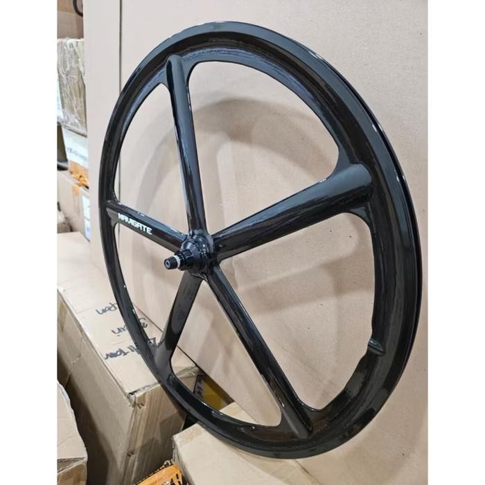 Wheelset Depan Navigate Palang Lima Warna Hitam Magnesium Alloy Loncer