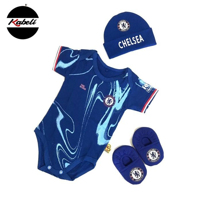baju bola jumper bayi dan topi kupluk CHELSEA