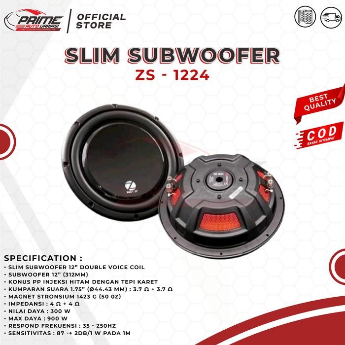 Ready Subwoofer Mobil Super Slim Zevox Zs 1224 12" 12 Inch By Vox Research Terbaru