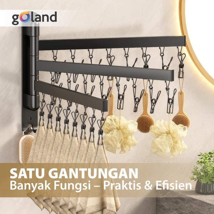 Goland Jemuran Baju Tempel Dinding Rak Jemuran Pakaian Lipat Rak Jemuran Tembok Jemuran Baju