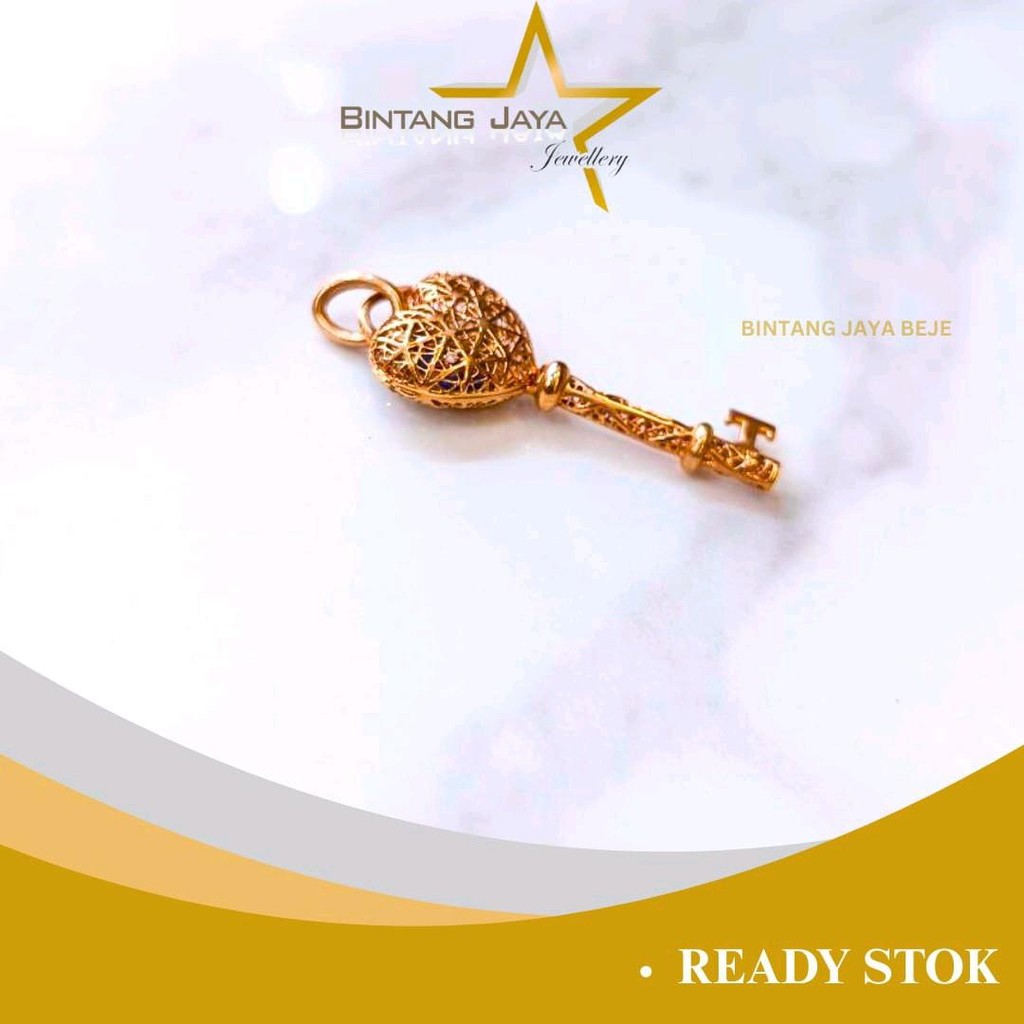 Liontin Emas Asli Kunci Putih Rosegold – Kadar (17K) - , Berat 4,10g – Desain Floral Elegance yang A