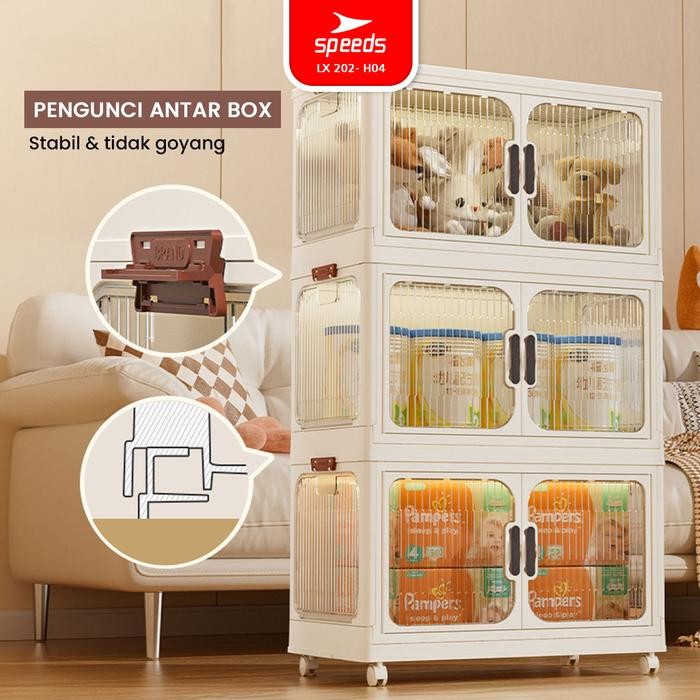 SPEEDS Rak Kabinet Susun Lipat Storage Foldable Cabinet Rak Stabil Kuat Tas Sepatu Plastik Lemari
