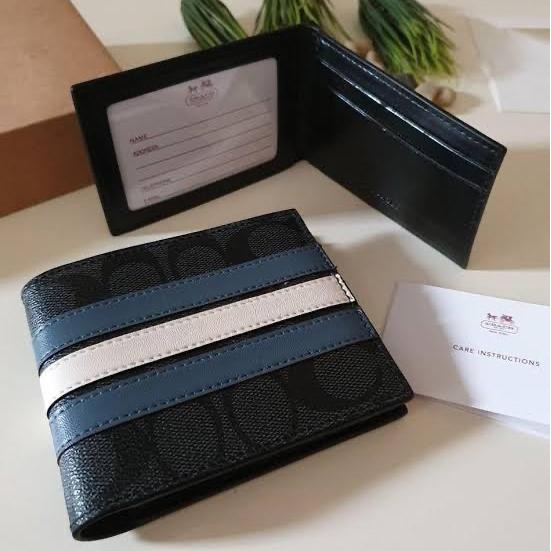 3-IN-1 WALLET IN SIGNATURE CANVAS WITH VARSITY STRIPE F26072
