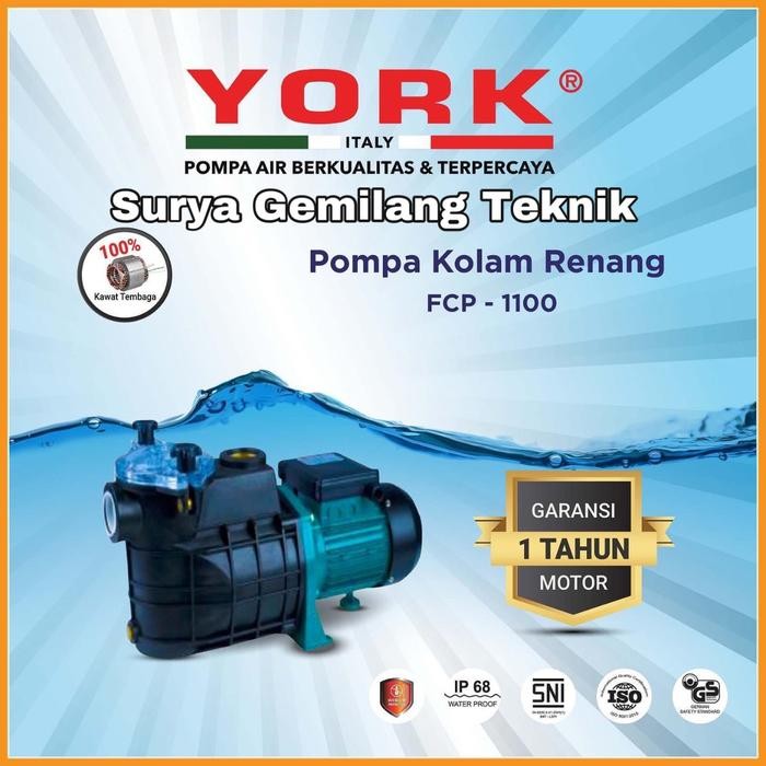 Terbatas Mesin Pompa Sirkulasi Air Kolam Renang 1,5Hp York Italy Fcp 1100
