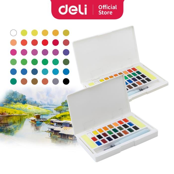 

Deli Watercolor Paint / Cat Air Padat 24/36 Warna Kemasan Kotak 73889