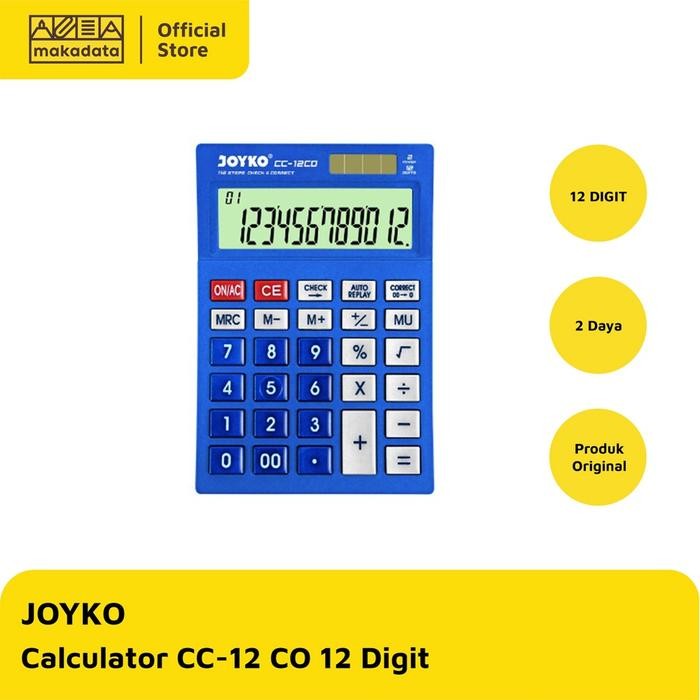 

JOYKO CALCULATOR CC-12 CO/ KALKULATOR JOYKO CC-12 CO 12 DIGIT MURAH
