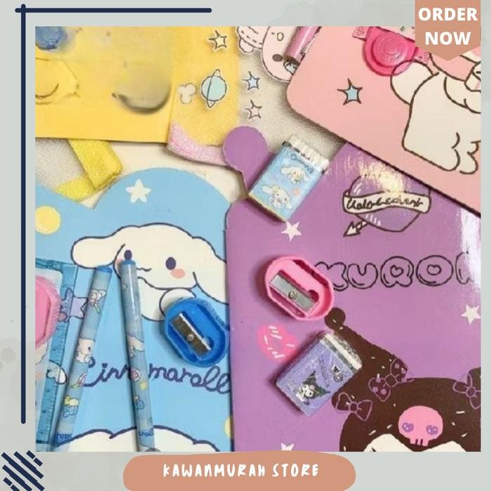 

Alat Tulis Set Kuromi Melody Lengkap Pouch / Goodie Bag Ultah Atk