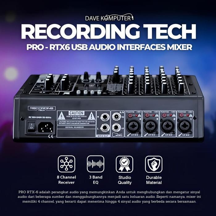 Recording Tech Pro Rtx6 Rtx-6 Pro-Rtx6 Usb Audio Analog Mixer
