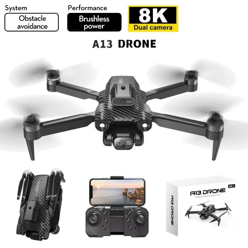 IMPORT A13 8K Mini Helicopter Quadcopter Toy Brushless Motor RC Drone with Dual Cameras Drone