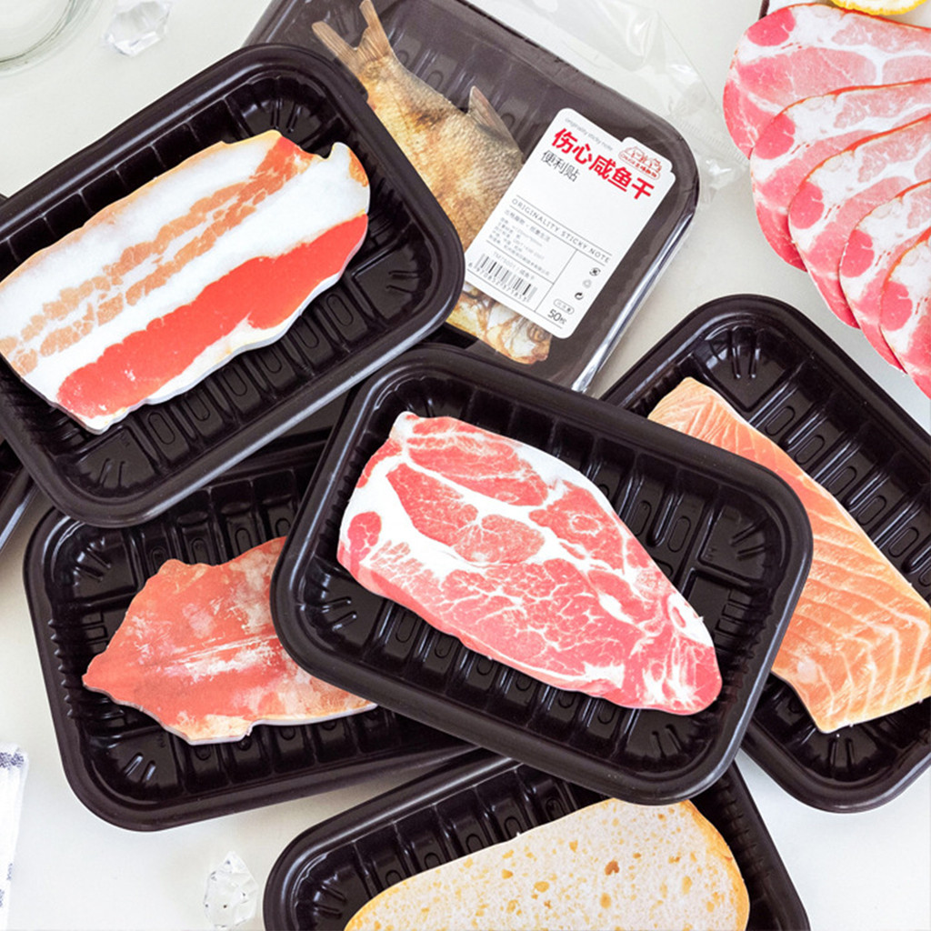 

Novelty Funny Grilled Meat Simulation Memo Pad Sticky Notes Notebook Stationery Paper Stickers