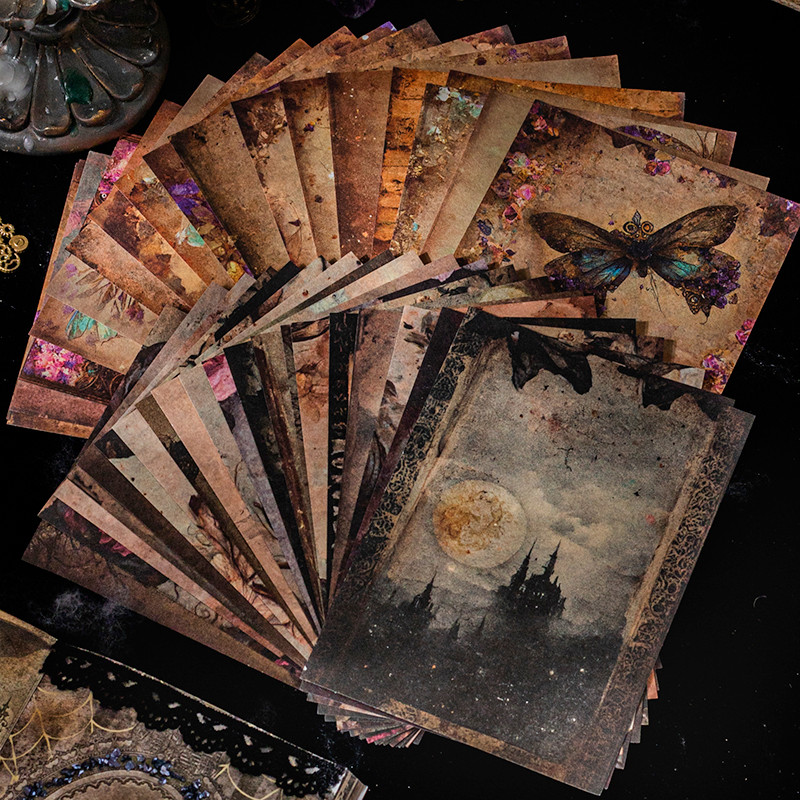 

Yoofun 50 sheets Retro Dark Series Collage Junk Journal Material Book Vintage Magic Creative