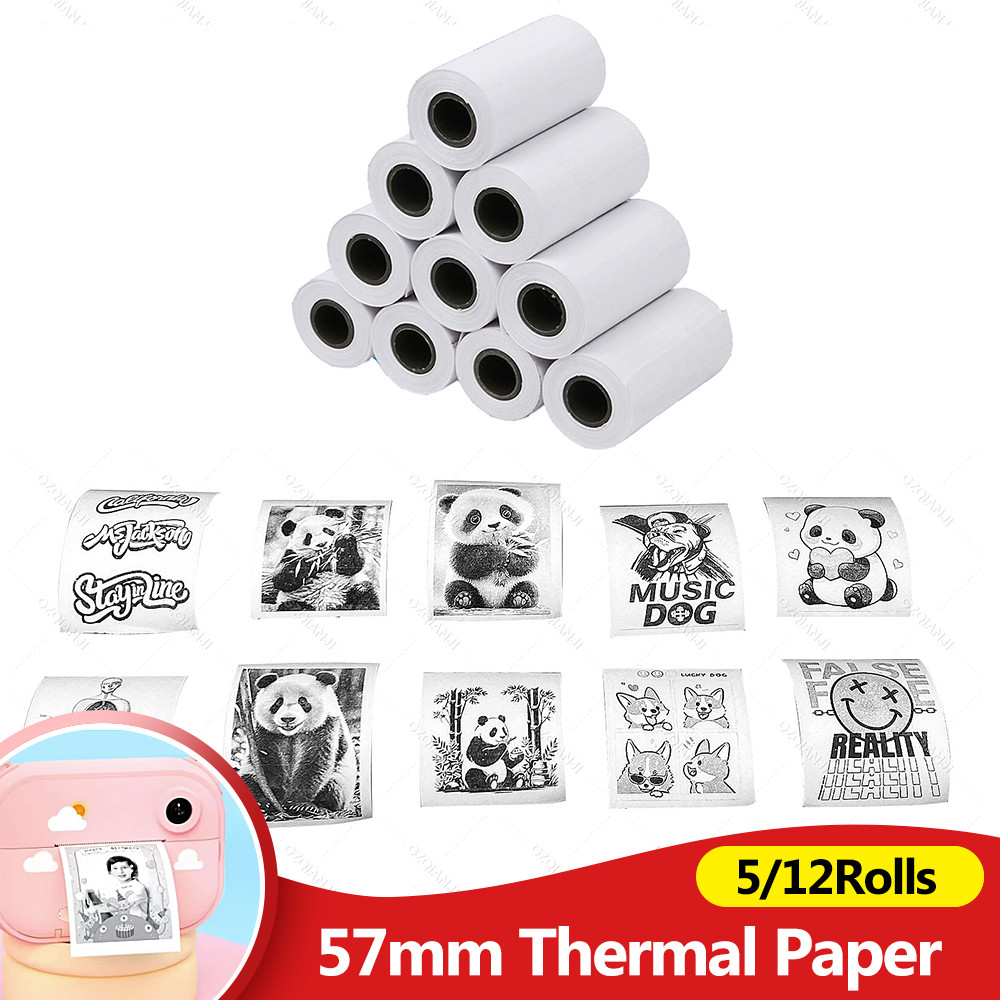

12 Rolls Kids Instant Camera Refill Print Paper 5Rolls Coreless Thermal Print For 57mm Portable