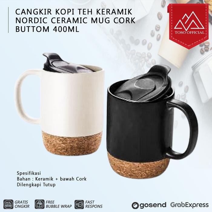 Cork Mug Gelas Cangkir Kopi Teh Keramik Nordic Ceramic Mug Cork Bottom