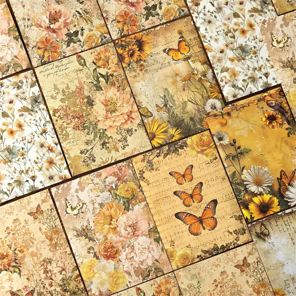 

Retro Dreamy Watercolor Floral Material Paper for Bullet Journal Background Base Material Paper