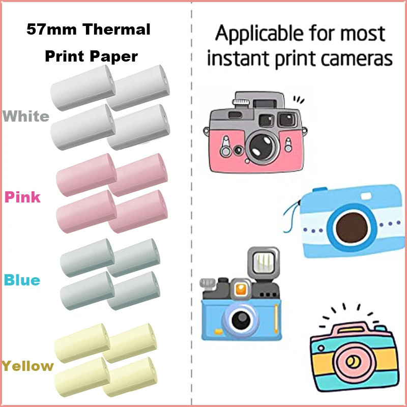 

57x30mm Thermal Print Paper Instant Camera Refill Print Paper Photo Thermal Paper 6 Rolls for Most