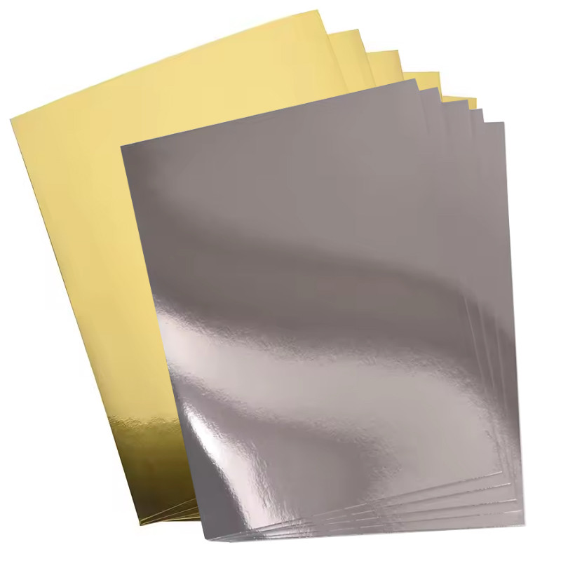 

25 Sheets A4 Golden Reflective Cardstock Metallic Silver Mirror Paper for DIY Crafts Card Making