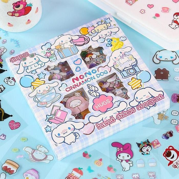 

1 Box Sticker Lucu 2D Sanrio Karakter Kuromi Cinnamoroll Melody Isi 100 Lembar Paper Stationery