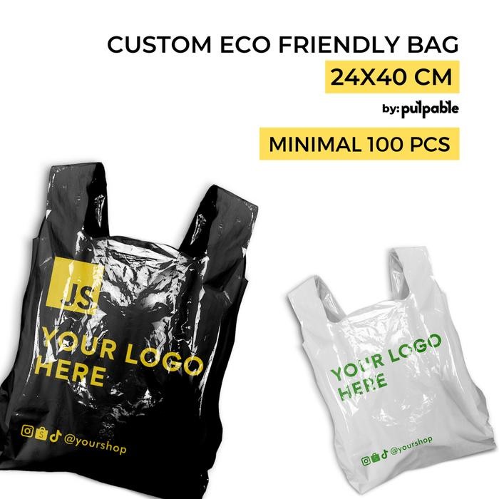 Custom kresek ramah lingkungan 24x40 cm / eco plastic bag+ sablon