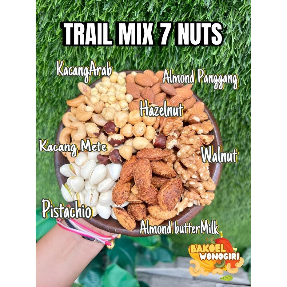 

Trail Mix 7 Nuts Kacang mete Almond panggang Hazelnut Walnut Pistachio Kacang arab Almond buttermilk