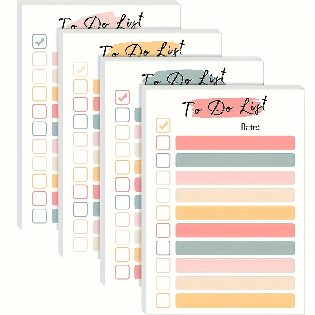 

1pc 50 Sheets Rainbow Color Sticky Notes, Lined Self-Adhesive to-Do List Notepad for Planning,