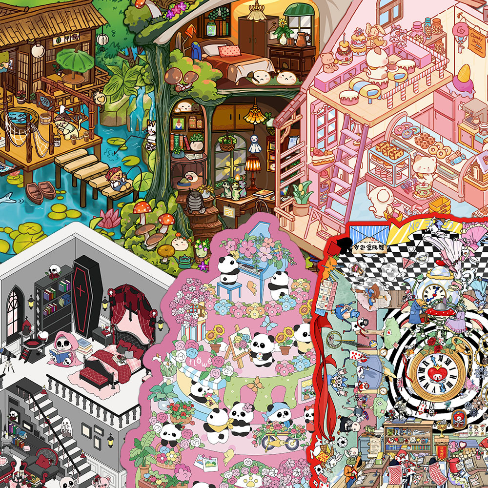 

Cross border Miniature World Scenery Sticker Collection DIY Niche Decompression PET Material Manual