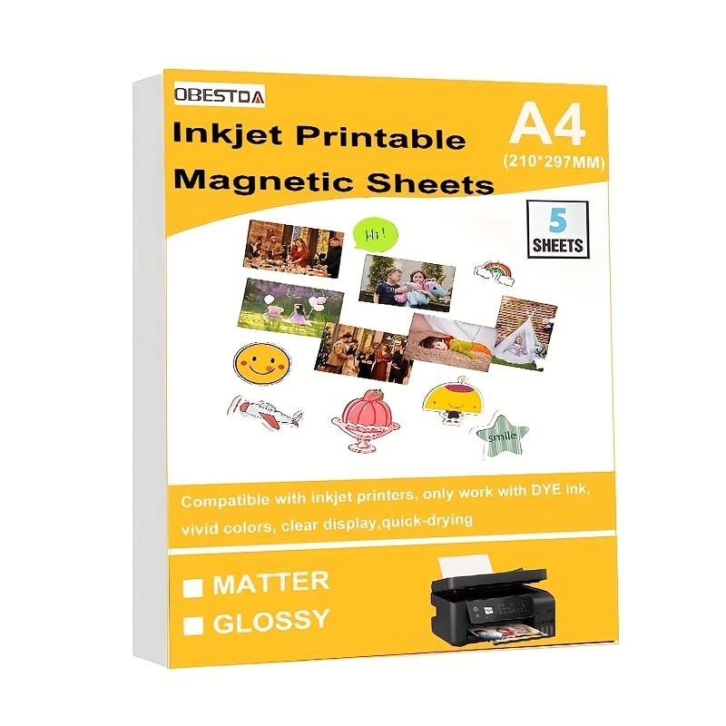 

5 Pcs A4 Magnetic Glossy Photo Paper Inkjet Printing Magnetic Photo Paper Printing Matt Magnetic DIY