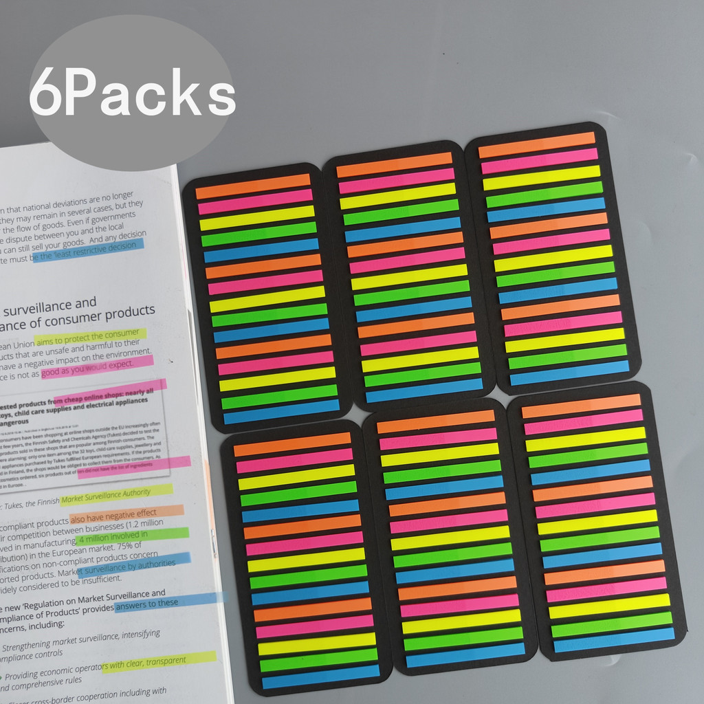 

6 Packs Transparent Sticky Notes Tab Self-Adhesive Kawaii Clear Bookmarkers Annotation Books Page