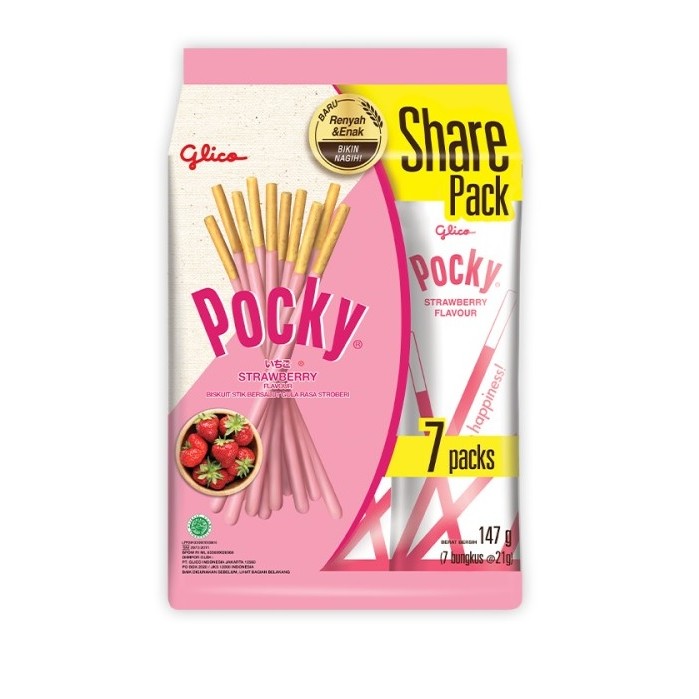 

Glico Pocky Biskuit Strawberry Share Pack 147 gram 1 pack