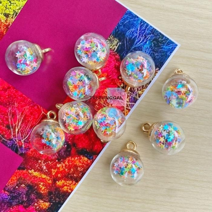 ---- LIontin Bola Kaca Kait Bola Aksesoris Keychain Kalung Gelang Perhiasan DIY Kait Bola Kaca