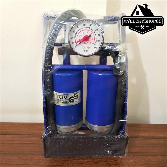 Pompa Injak 2 Tabung - Pompa Kaki Angin Ban Sepeda Bola Foot Pump