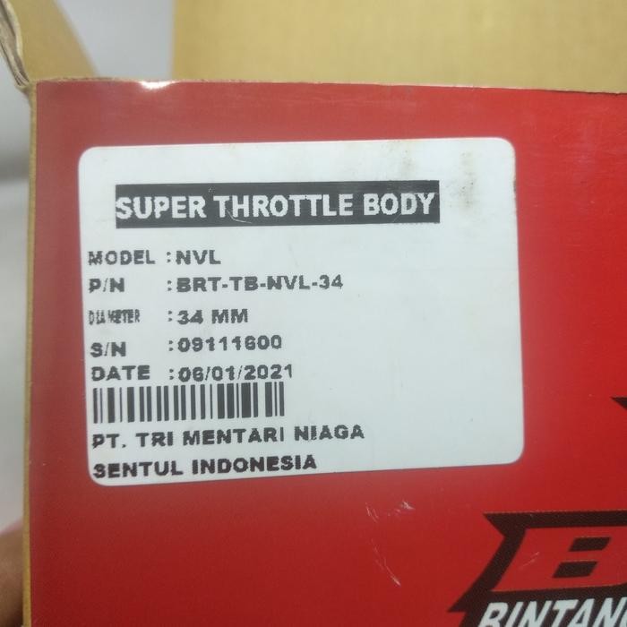 Throttle Body Brt/Tb Brt New Vixion Lightning/Nvl Ukuran 34