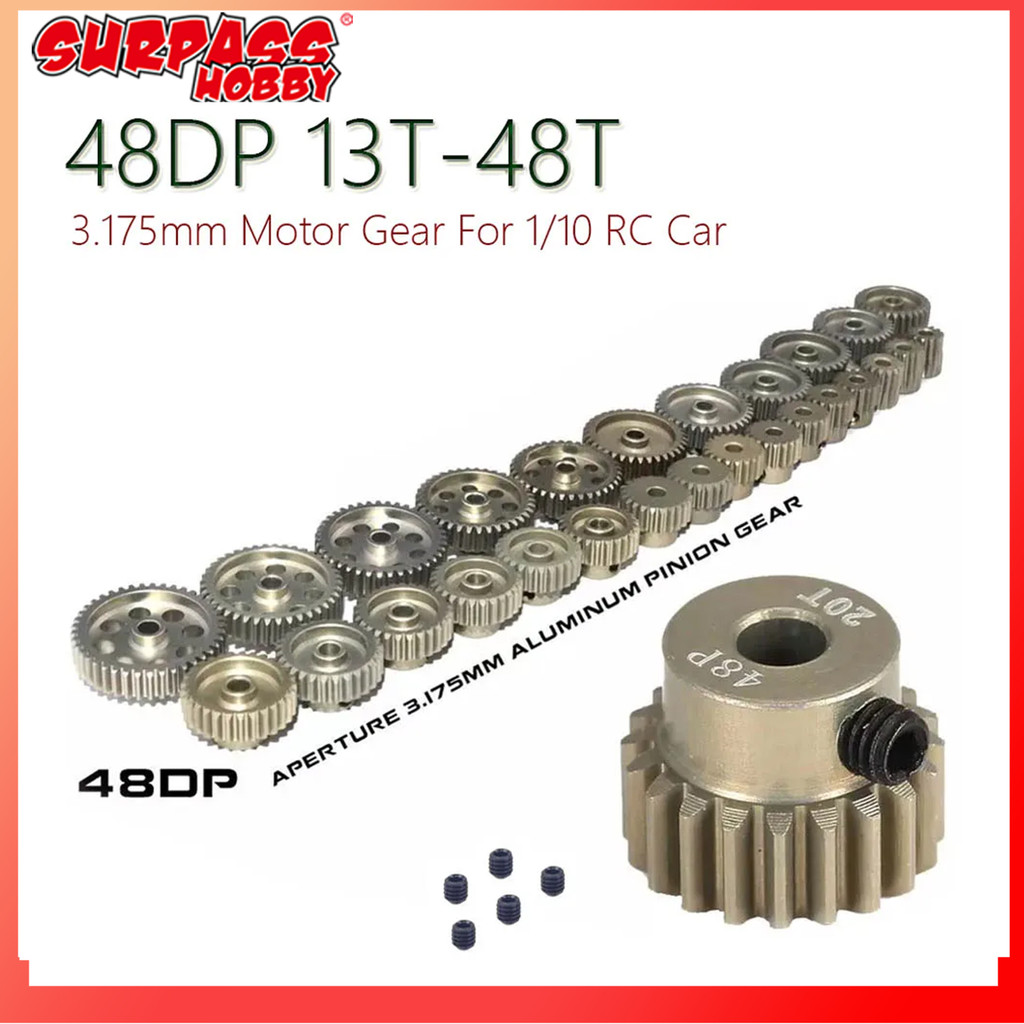 IMPORT Aluminum Metal Pinion Motor Gear 48DP 3.175mm 13T-20T 21T-25T 26T-30T 31T-40T 41T-48T For