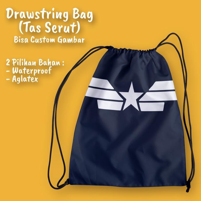 Hot Sale Tas Serut Custom / Drawstring Bag - Captain America 002 Marvel