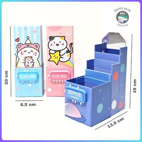 

Bos Kotak Pensil Karton Berdiri Tingkat Pin/Cermin/Pencil Box/Wadah Pen Stationery/Kotak Pensil