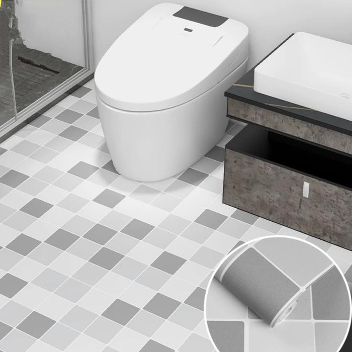 wallpaper sticker Lantai dinding kamar mandi waterproof hexagonal anti