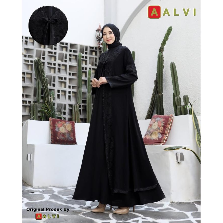 (Allthebest) Gamis Arab Hitam/Abaya Arab mewah bahan fursan premium original BL