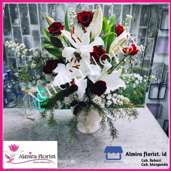 karangan bunga meja bunga vas casablanca bunga segar harum